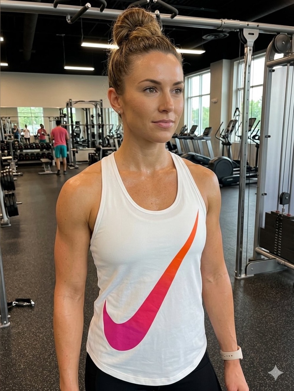 Nike Dri-Fit Racerback Tank with Pink-to-Orange Swoosh Logo Size XS